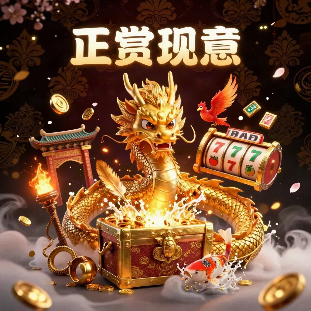 Golden dragon, phoenix, and koi amid casino treasure in a dark luxury casino scene.